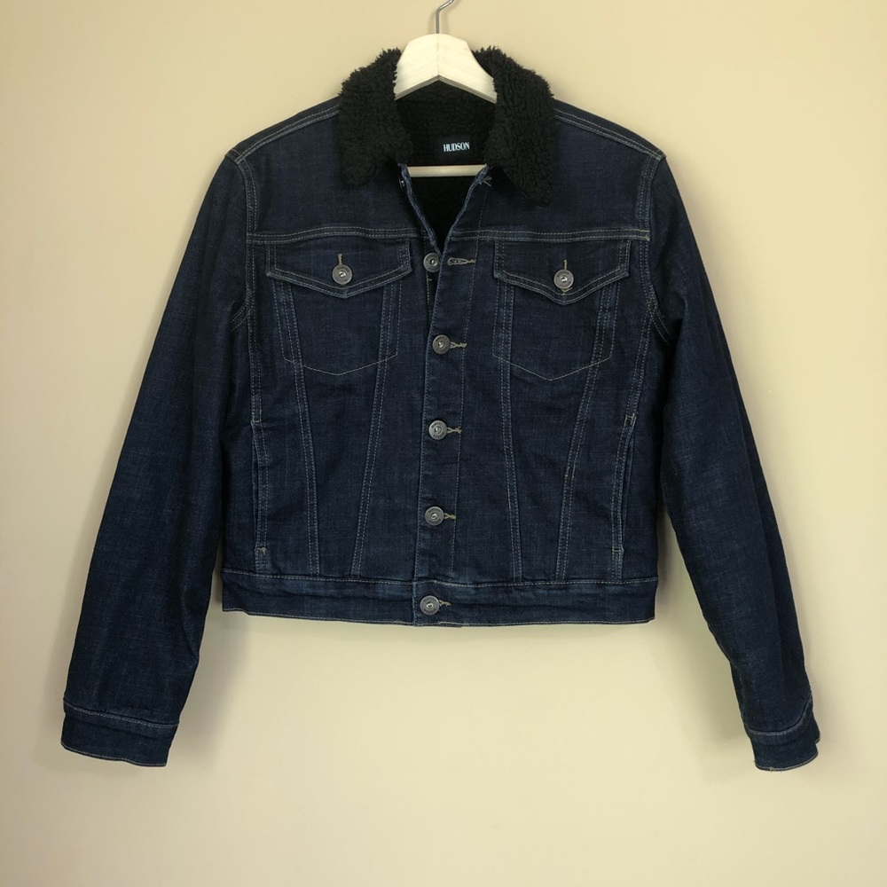 Hudson Denim Jean Fleece Lined Trucker Jacket M